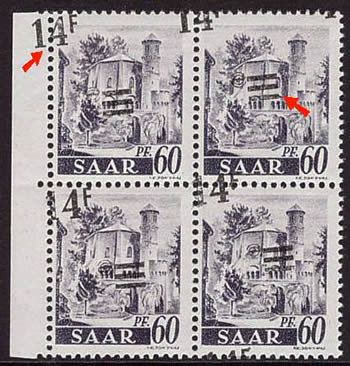 Variété surcharge déplacée