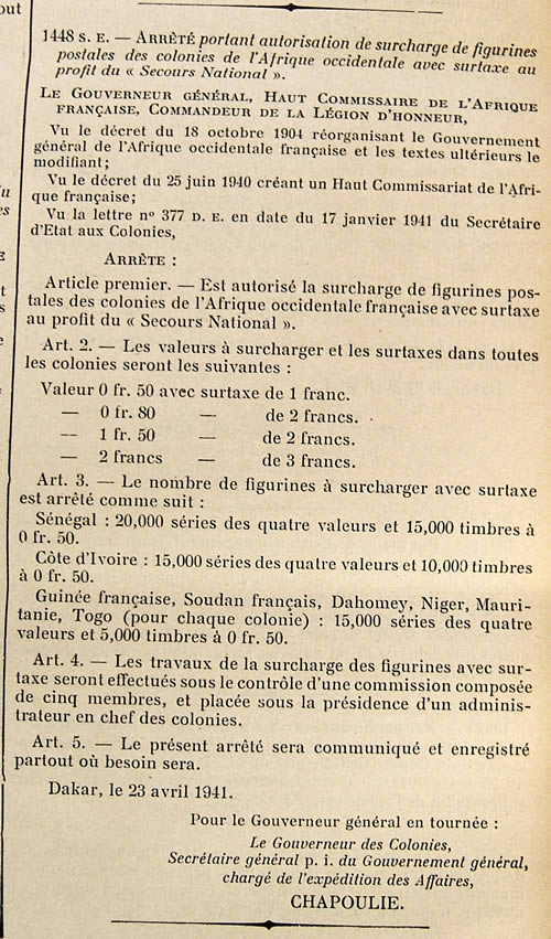 Surcharges Secours national