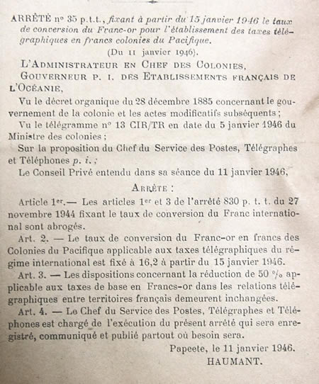 franc CFP en franc-or