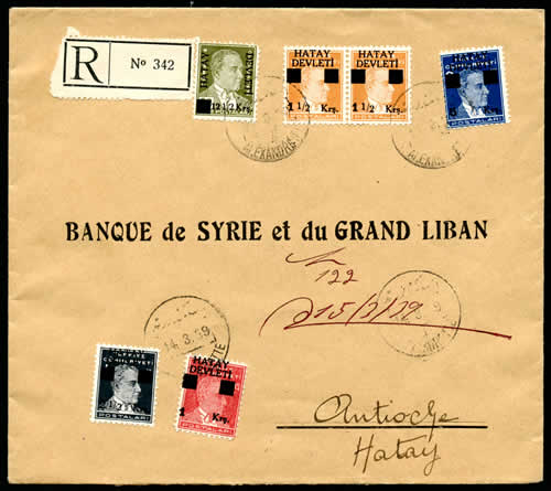 ère série surchargés sur lettre commerciale