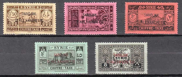 Timbre taxe avec surcharge sandjak d'Alexandrette