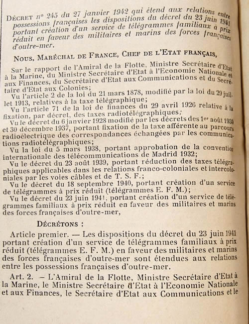 télégrammes familiaux