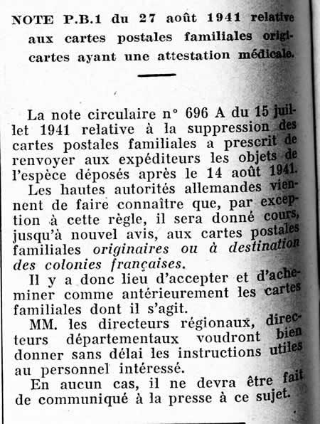 prolongation de la validité des cartes interzonesvenant des colonies