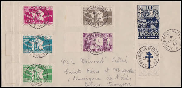 Timbres du CFLN oblitérés de saint-Pierre et Miquelon