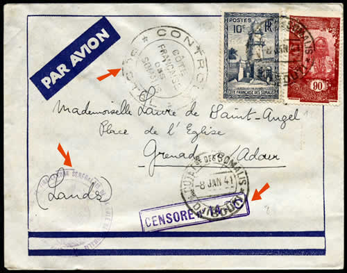 Lettre de Djibouti du 8/1/41