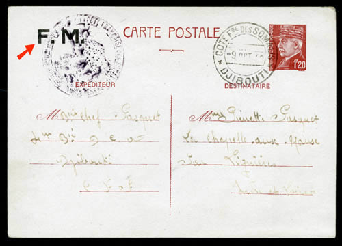 Entier pétain surchargé FM