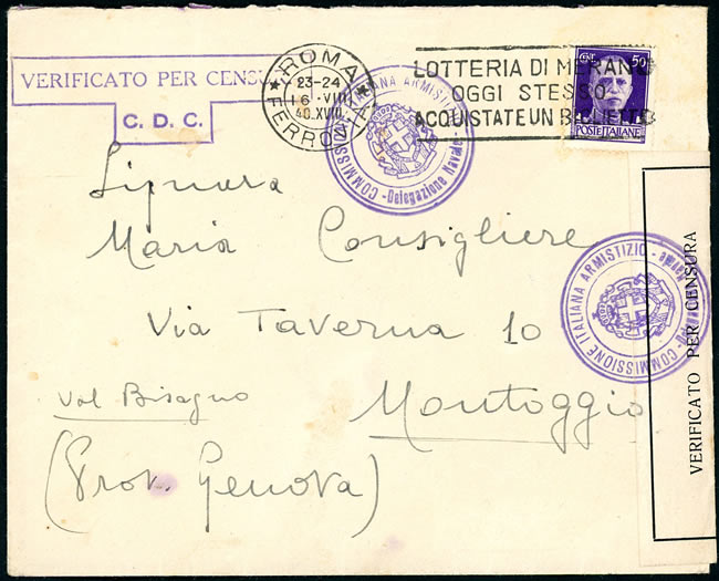 commission d'armistice italienne à Bizerte  recto