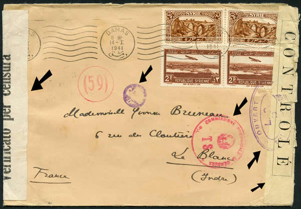 Lettre de Damas pour l'isère via Venise