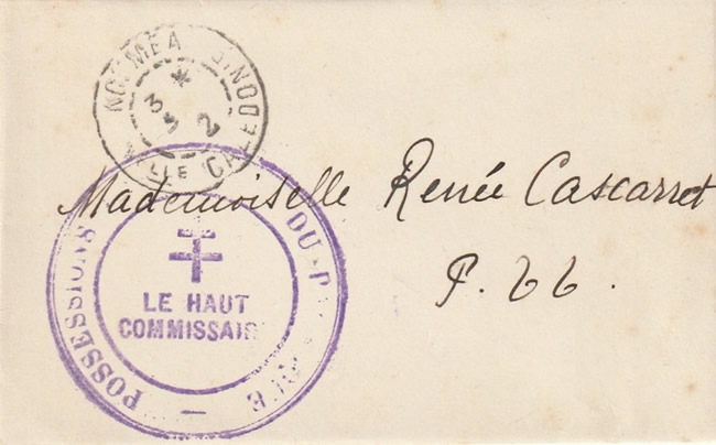 Lettre du Haut-Commissaire de France dans le Pacifique