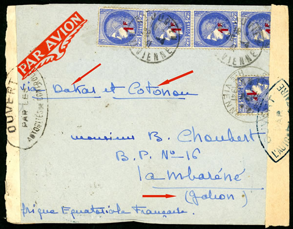 Lettre de la hta Vienne pour lambarené 1941
