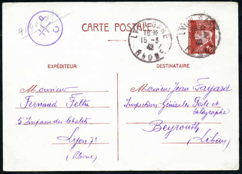 CP de Lyon pour Beyrouth 03-42