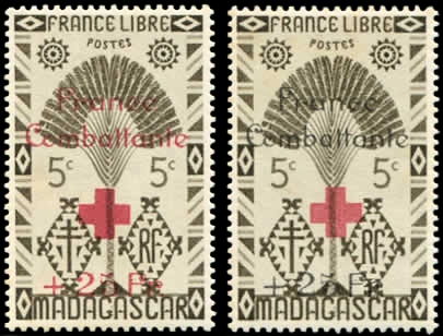 Surcharges 25F France Combattante