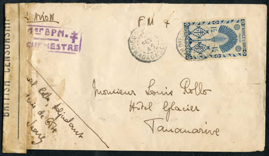 Lettre militaire française censurée par les Britanniques