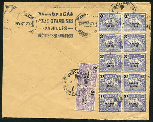 Timbre taxe France Libre sur lettre