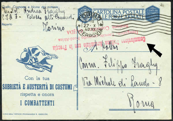 Carte FM avec griffe commission armistice