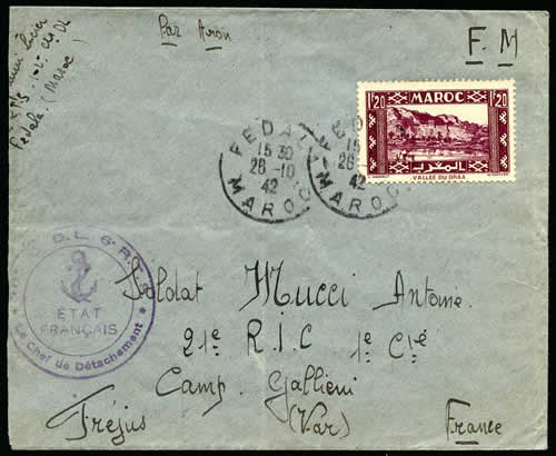 Griffe ETAT FRANCAIS sur lettre en Franchise