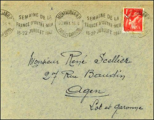 Oblitération mécanique KRAG semaine France d'Outre-mer