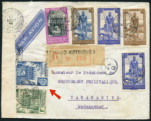 Timbres pétain en coin du Soudan
