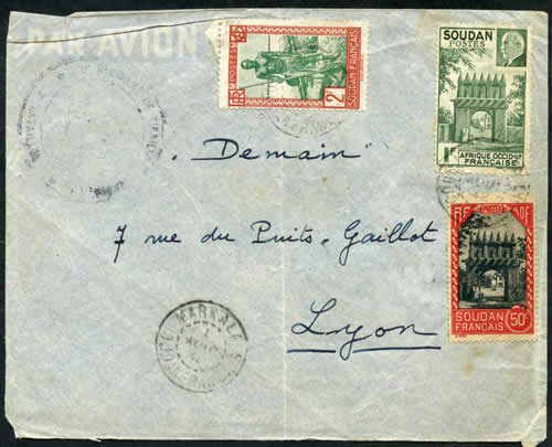 timbre pétain du Soudan sur lettre