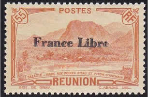 Timbre-poste surchargé France Libre