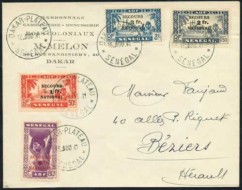 série Secours national sur lettre commerciale