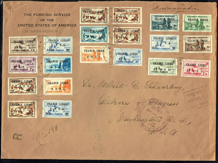 SPM deuxième surcharge sans la date sur lettre du consulat américain