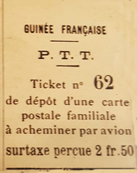 Ticket de paiement de surtaxe aérienne en Guinée