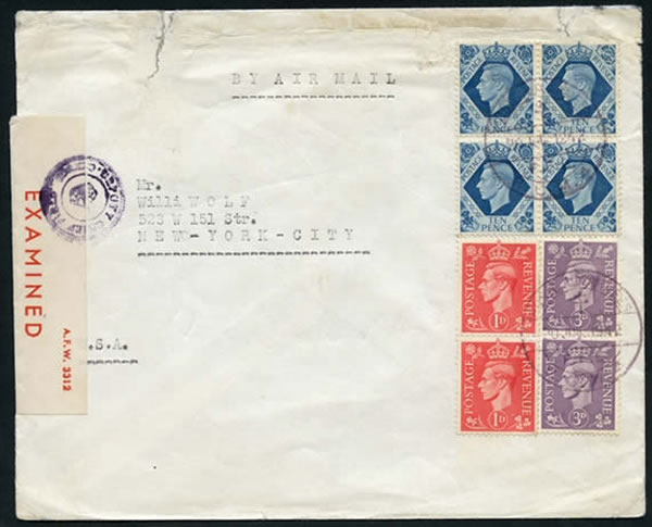 Timbres anglais oblitérés du BCM 4 juillet 1942
