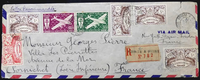 Timbres PA france Libre de Guadeloupe sur LR