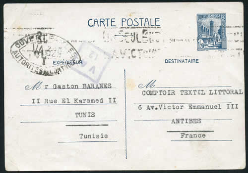 Carte postale à 1F20 oblitérée