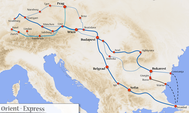 routes principales du Simplon- Orient Express