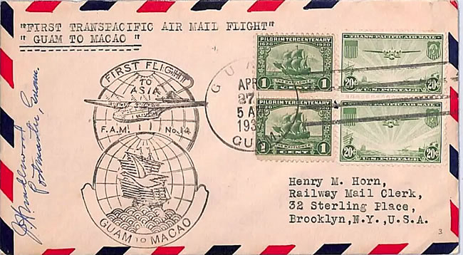 premier vol Guam Macao