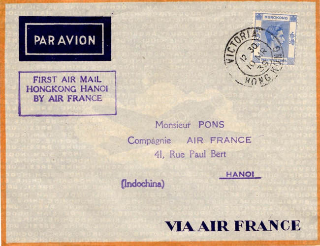Premier vol Hong Kong Hanoi par air France mars 1939