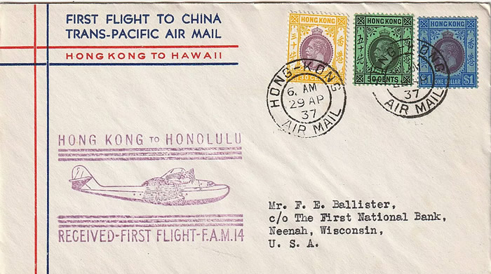 premier vol Hong-Kong Hawai avril 1937