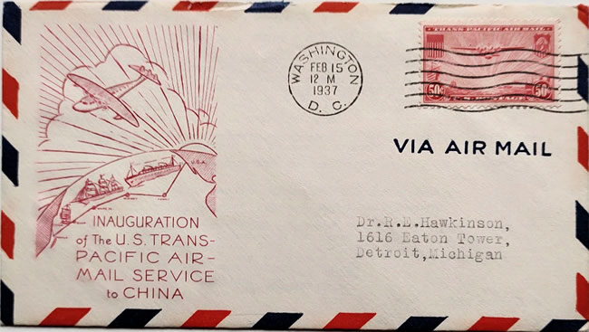 Inauguration de laligne transpacifique  USA chine fevrier 1937