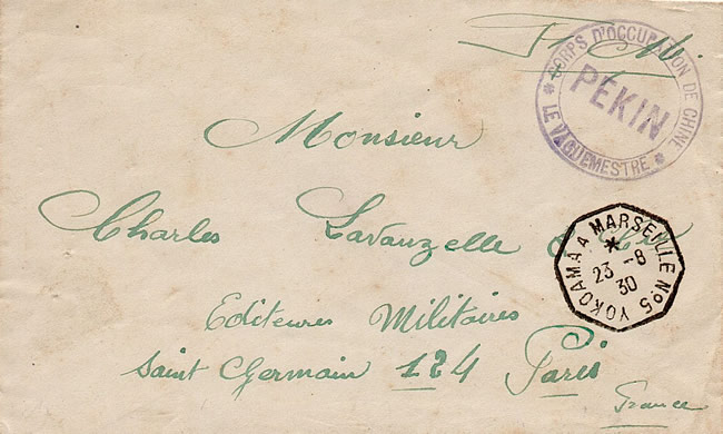 Lettre par voie maritime de Pékin à Paris 1930