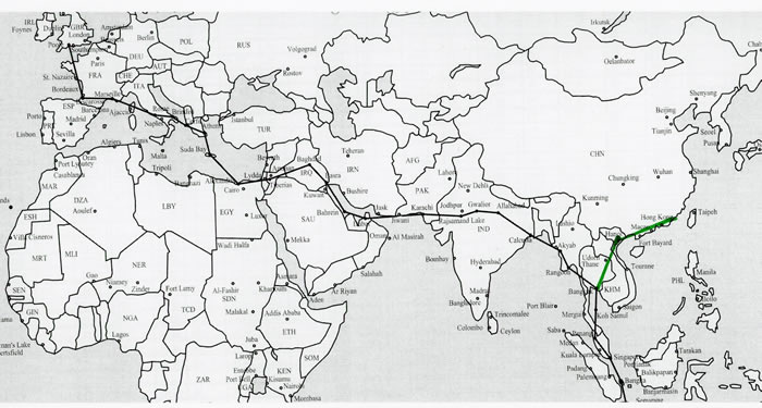 Ligne IAL BOAC Hokg Kong Bangkok et Europe