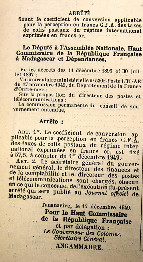 Conversion CFA franc or