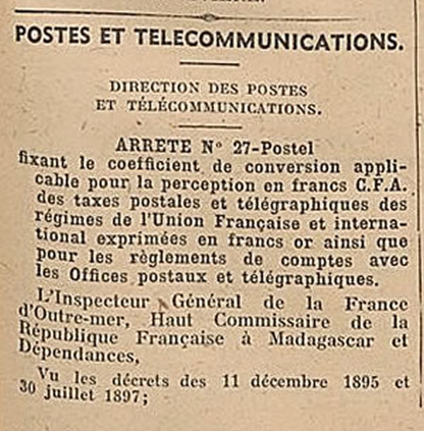 Taux de conversion des francs-or en francs-cfa-1951