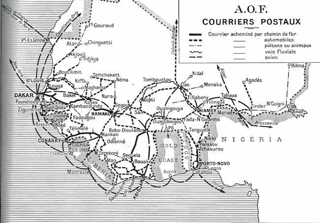 Organisation du courrier en AOF en 1949