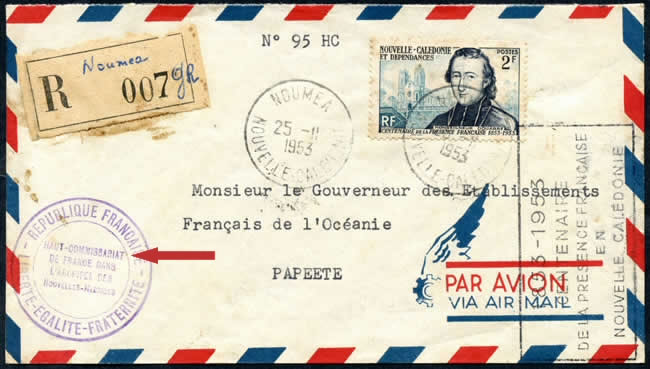 Lettre recommandée du Haut Commissaire aux Nouvelles Hébrides
