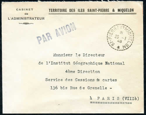 lettre en franchise du cabinet de l'Administrateur