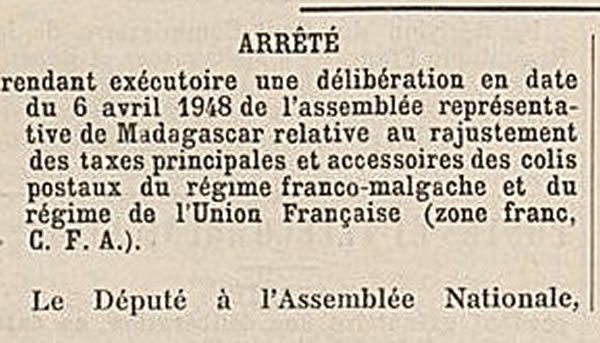 colis postaux 6 avril 1948