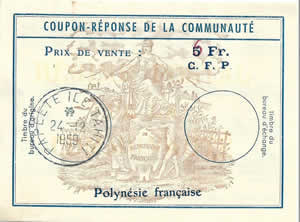 Polunésie CRC 5F surchargé 6F