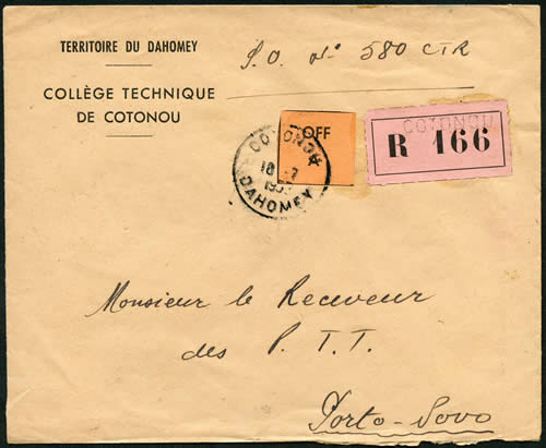 Vignette OFF sur lettre du Dahomey
