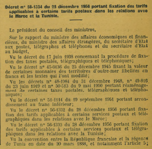 nouveaux tarifs postaux de France vers Maroc et Tunisie
