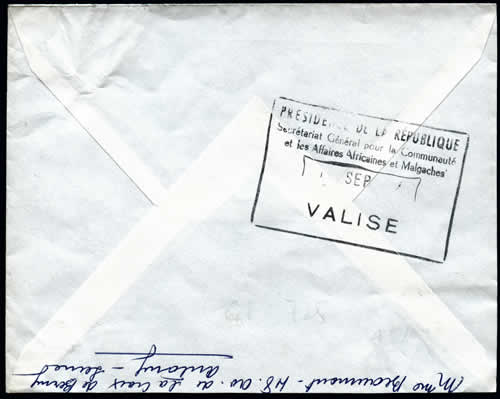 cachet "VALISE" du secrétariat de la Communauté