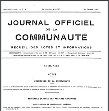 exemplaire du Journal Officiel de la Communauté
