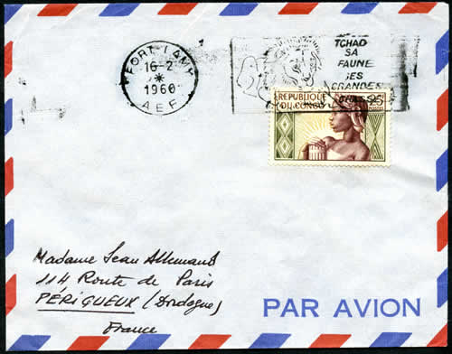 Timbre du Congo oblitéré au Tchad