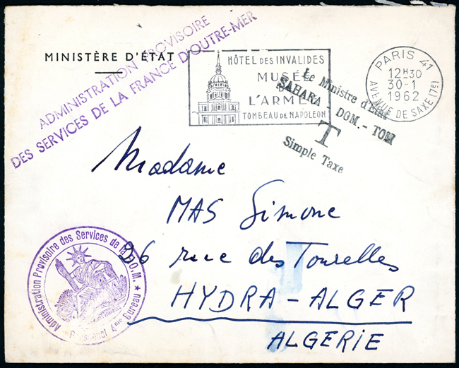 Lettre de l'administration provisoire de la France d'Outre-mer